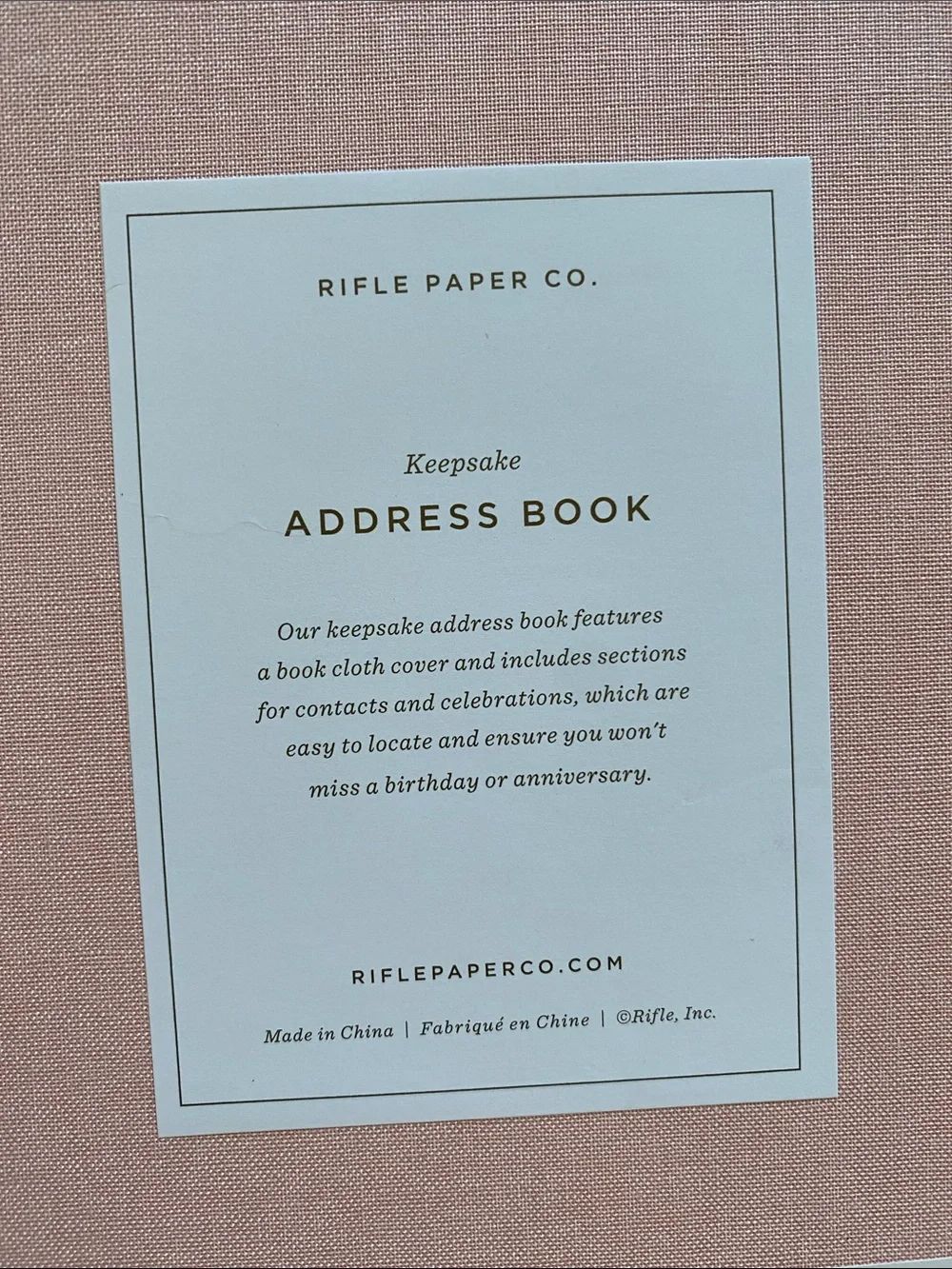 Rifle Paper Co. Blush Hardcover Keepsake Address Book